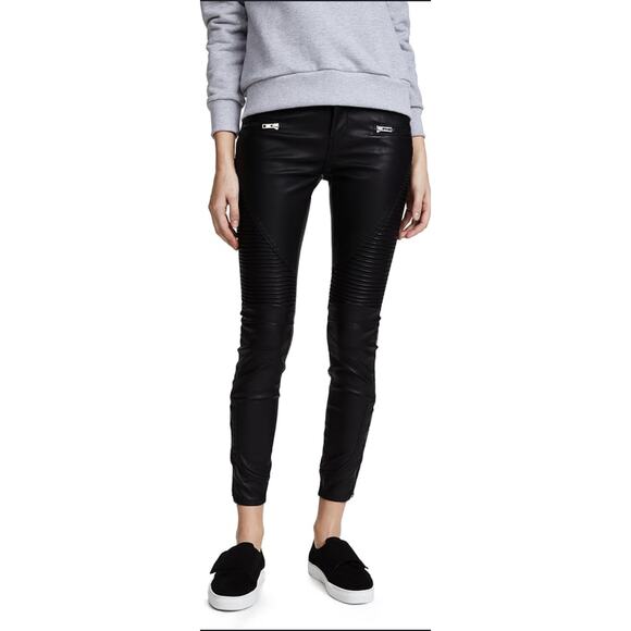 NWT BlankNYC Silent Vegan Leather Denim Moto Pants - Picture 2 of 16